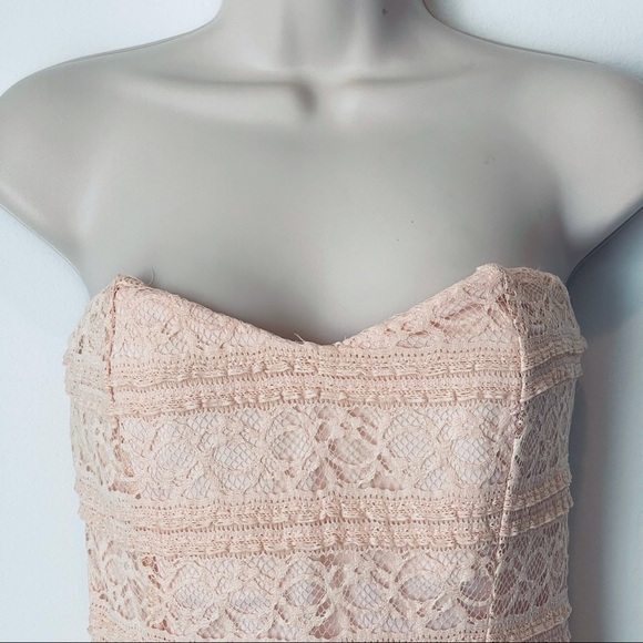 MAUDE strapless dress lace pale pink mini bodycon 6881 - Picture 3 of 9